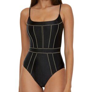 Becca Color Sheen Corset-Seamed One-Piece Swimsuit